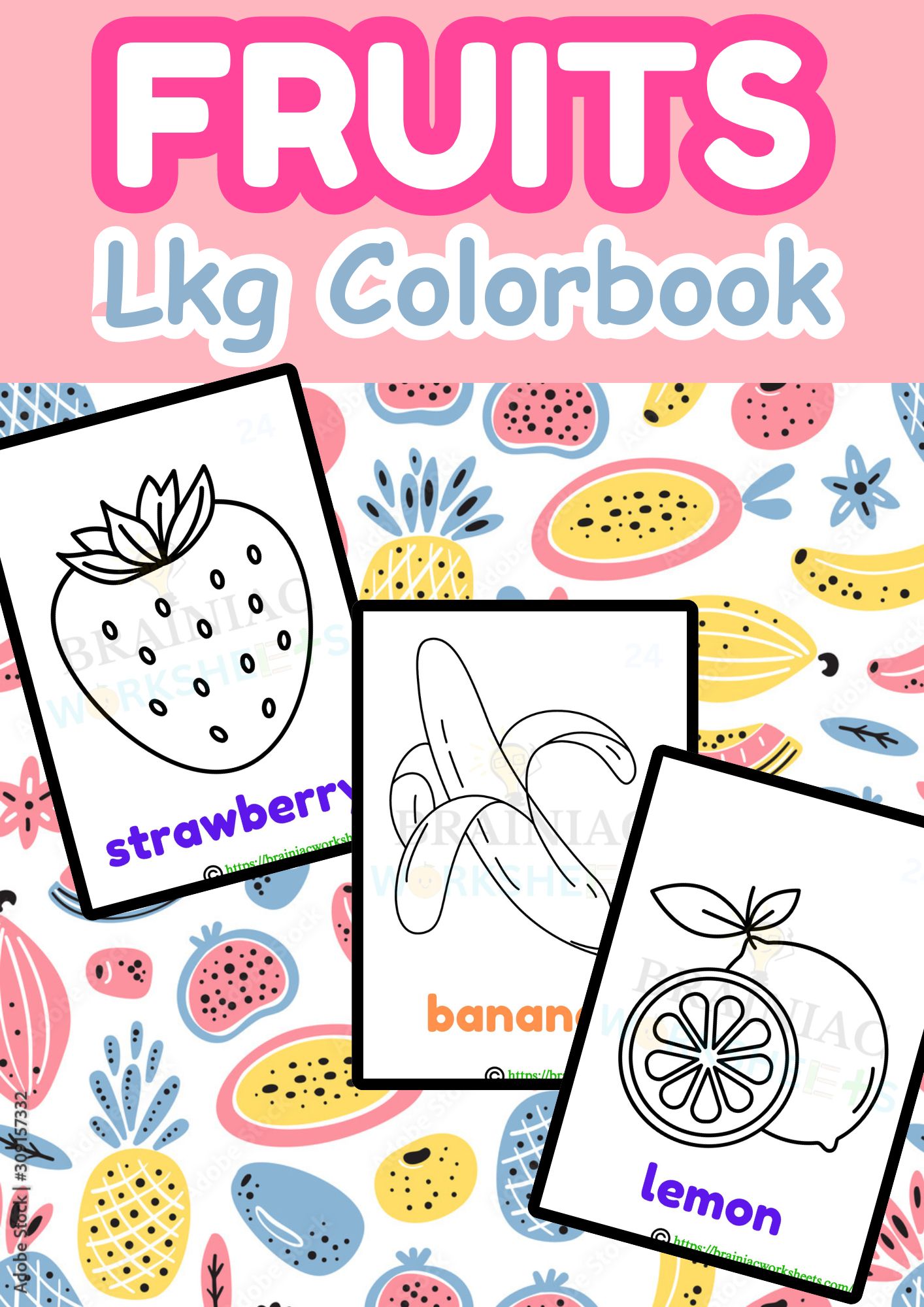 Fruits Lkg Coloring Book Brainiac Worksheets